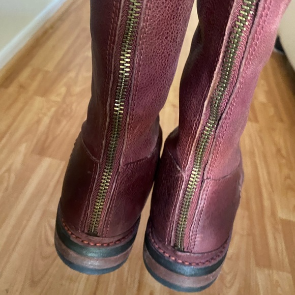 FRANCO SARTO Womens Maroon Pull Tab Meyer Round Toe Leather Riding Boot, 9 - Picture 4 of 7